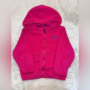 THE NORTH FACE TNF GIRLS GLACIER HOODIE FLEECE JACKET COAT PINK & PURPLE 12-18M